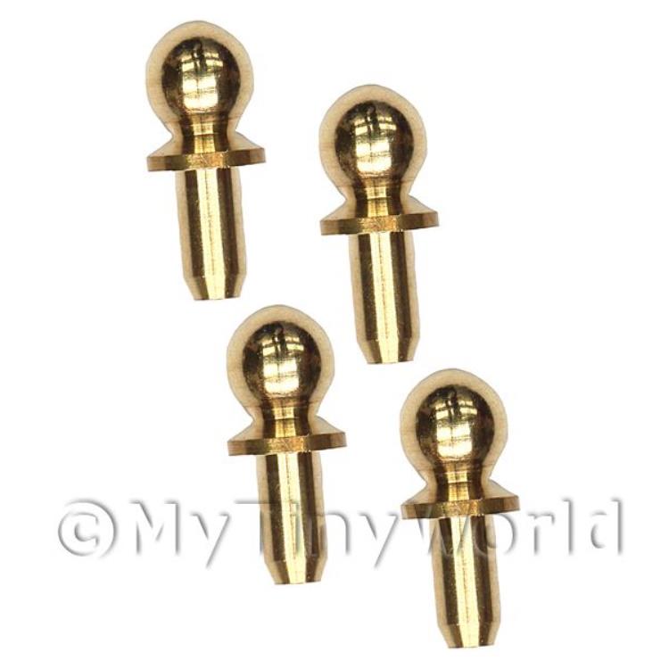 4 x 3.5mm Dolls House Miniature Brass Classic Door Knobs