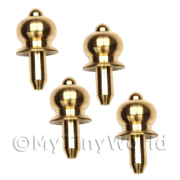 4 x 4.5mm Dolls House Miniature Brass Classic Door Knobs