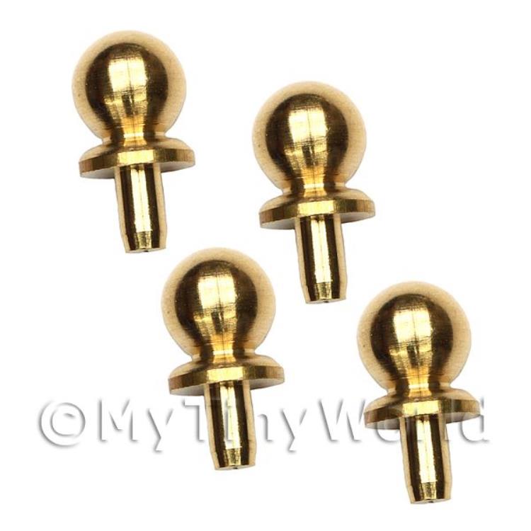 4 x 5mm Dolls House Miniature Brass Classic Door Knobs