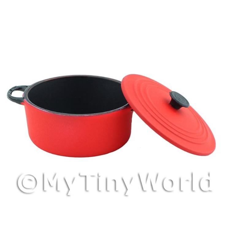 Dolls House Miniature High Quality Red Cast Iron Casserole Pot