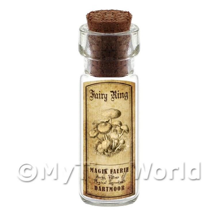 Dolls House Miniature Apothecary Fairy Ring Fungi Bottle And Label