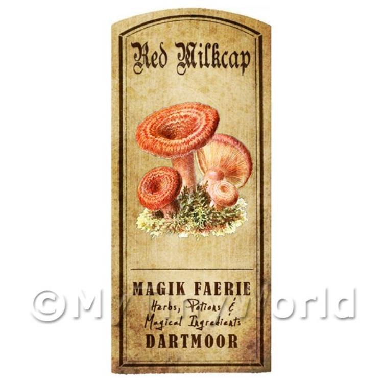 Dolls House Miniature Apothecary Red Milk Cap Fungi Colour Label