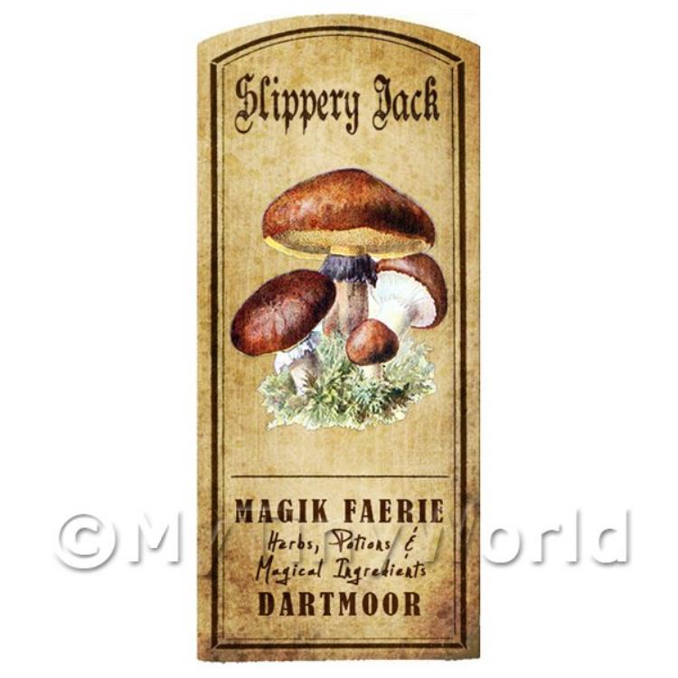 Dolls House Miniature Apothecary Slippery Jack Fungi Colour Label