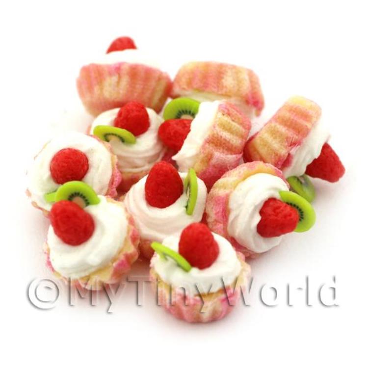 Miniature Kiwi And Strawberry Cupcake With A Pink Paper Cup