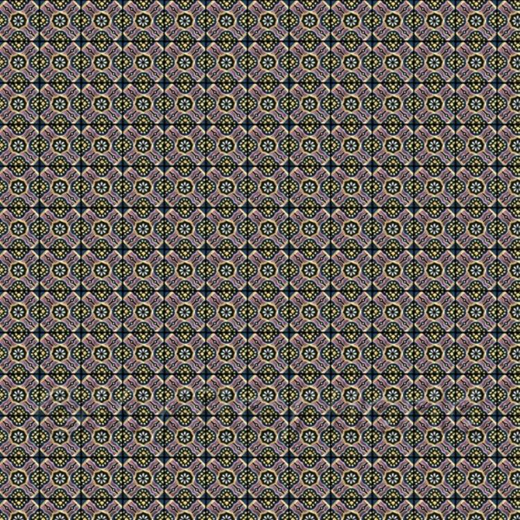 Miniature Mauve And Yellow Star Design Tile Sheet With Black Grout
