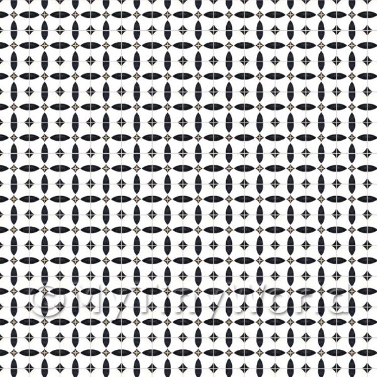 Miniature Black Circular Geometric Design Tile Sheet With Grey Grout