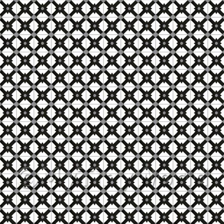 Miniature Black And Grey Cross Design Tile Sheet With Dark Grey Grout