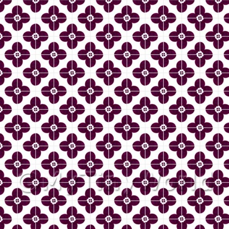 Miniature Purple Flower Design Tile Sheet With Pale Grey Grout