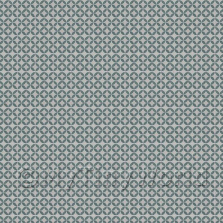 Miniature Blue/Green On Grey Circles Tile Sheet With Grey Grout