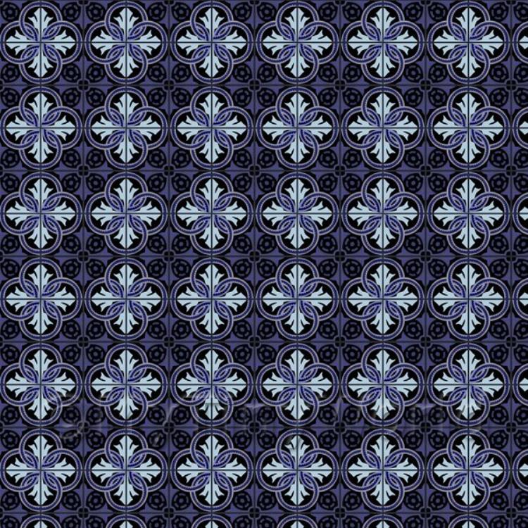 Miniature Blue And Black Interlocking Design Tile Sheet With Black Grout
