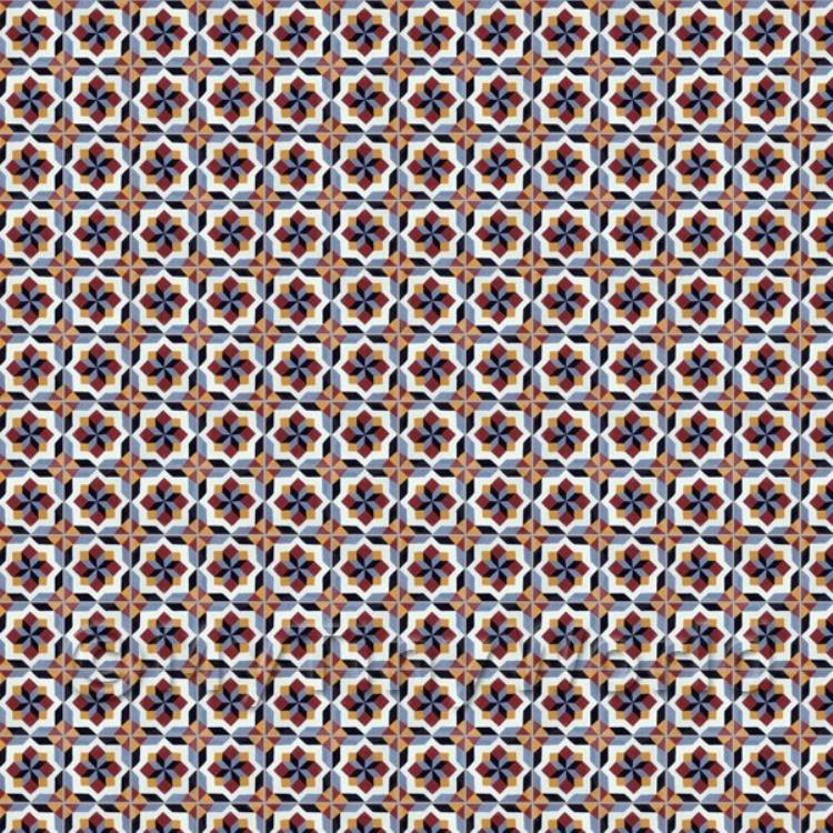 Miniature Red, Orange And Blue Star Design Tile Sheet With Grey Grout