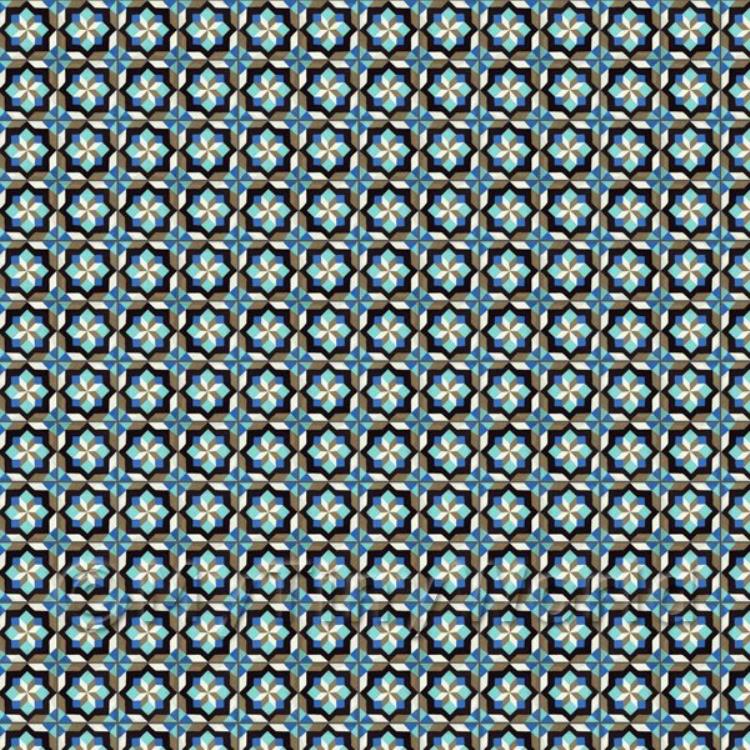 Miniature Blue And Black Star Design Tile Sheet With Grey Grout