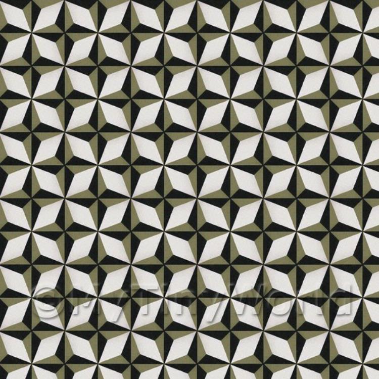 Classic Diamond Design Navy Blue And Green Grey Floor Tile Sheet