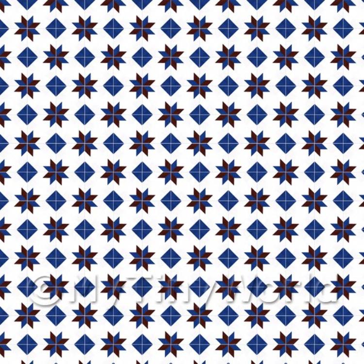 Dark Blue And Maroon Stars And Diamond Design Tile Sheet