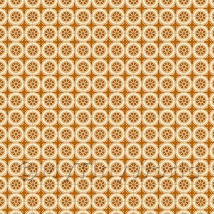 Miniature Orange/Brown Styalised Wheel Design Tile Sheet With Orange Grout