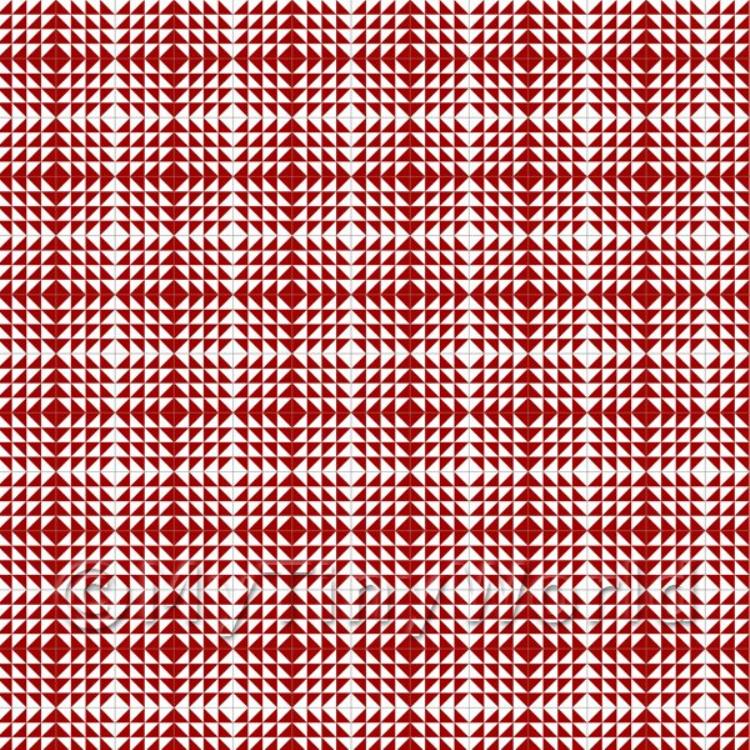 Miniature Red And White Triangular Pattern Tile Sheet With Grey Grout