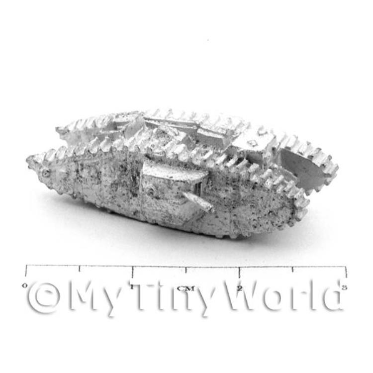 Dolls House Unpainted Metal Mk IV Tank With Side Turrets