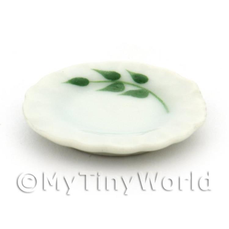 Dolls House Miniature Ceramic 22mm Plate With Olive Branch