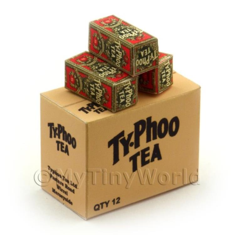 Dolls House Typhoo Tea Red Shop Stock Box And 3 Loose Boxes