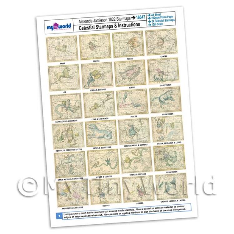 Dolls House Complete Set Star Maps 1800s A4 Value Sheet