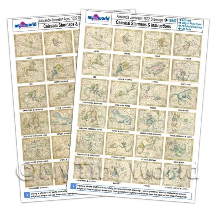Dolls House Complete Set Aged And Non-Aged Star Maps 1800s A4 Value Sheets