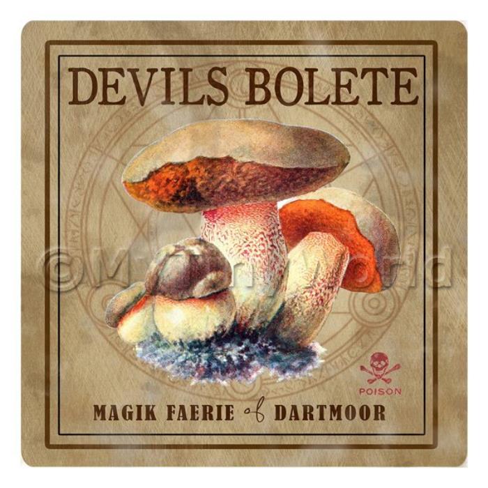 Dolls House Miniature Apothecary Devils Bolete Fungi Colour Box Label