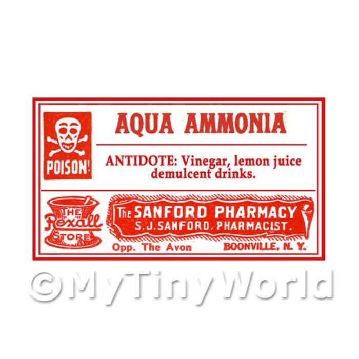 Dolls House Miniature Aqua Ammonia Poison Label Style 4