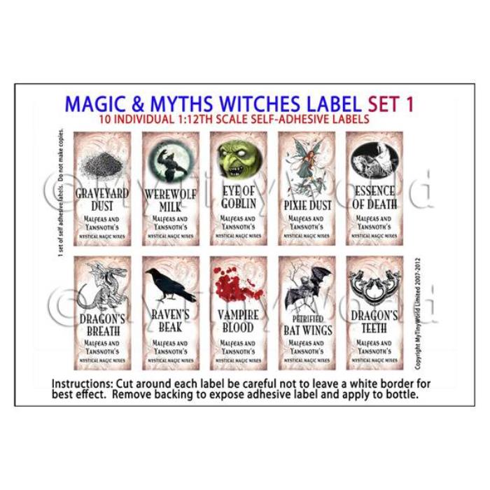 Dolls House Miniature Myth And Magic Label Set 1
