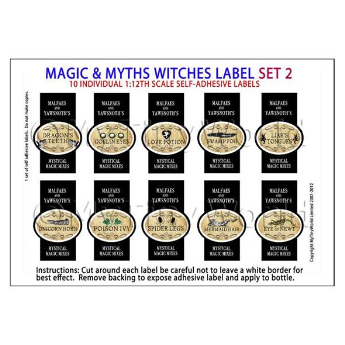 Dolls House Miniature Myth And Magic Label Set 2