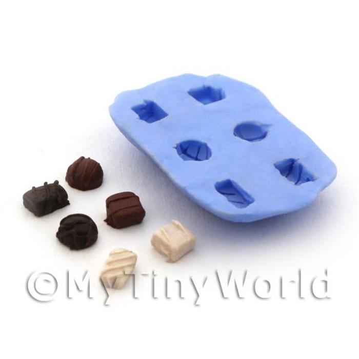 Dolls House Miniature 6 Piece Dome, Square and Oblong Chocolate Mould