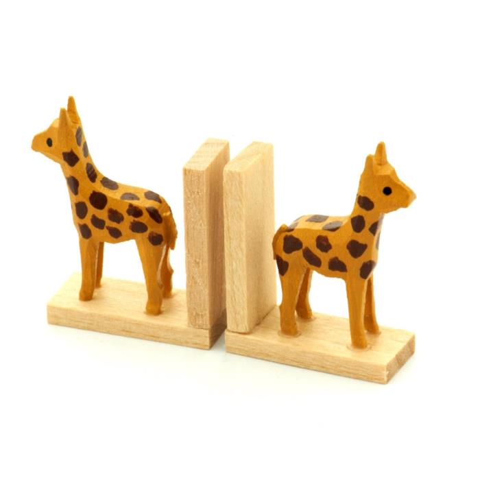 Handmade German Wood Giraffe Bookends