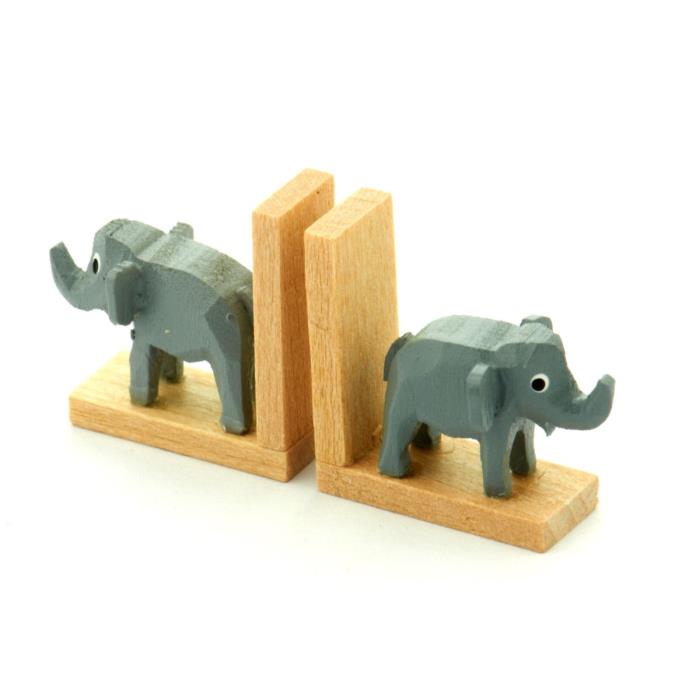 Handmade German Wood Elephant Bookends