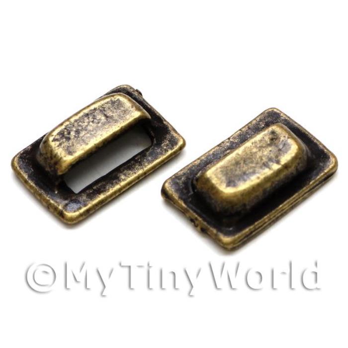 2x Dolls House Miniature 1:12th Scale Antique Brass Square Pull Handles