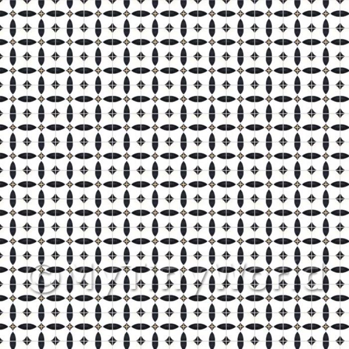 Miniature Black Circular Geometric Design Tile Sheet With Grey Grout