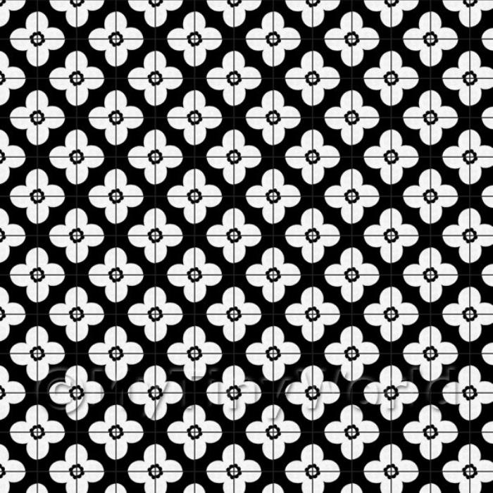 Miniature White Flower Design Tile Sheet With Black Grout