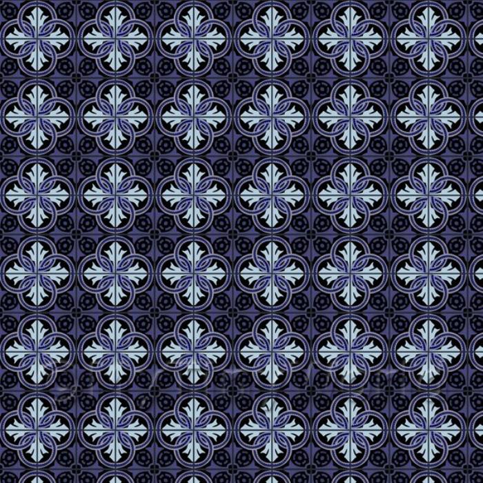 Miniature Blue And Black Interlocking Design Tile Sheet With Black Grout