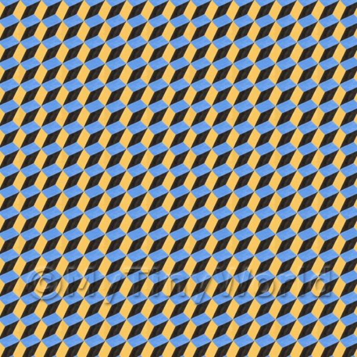 Miniature 3D Effect Blue, Yellow And Black Design Tile Sheet