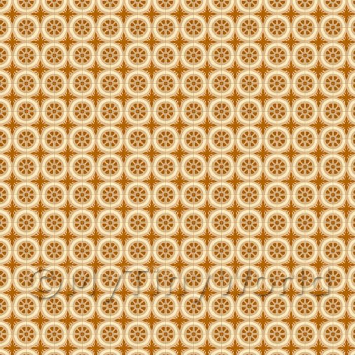 Miniature Orange/Brown Styalised Wheel Design Tile Sheet With Orange Grout