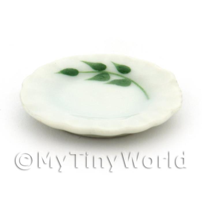 Dolls House Miniature Ceramic 22mm Plate With Olive Branch