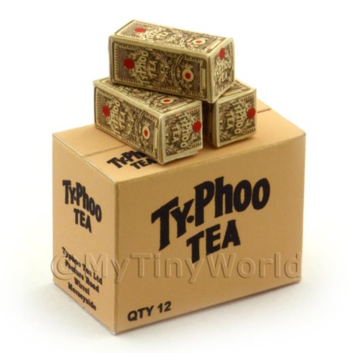Dolls House Typhoo Tea Grey Shop Stock Box And 3 Loose Boxes