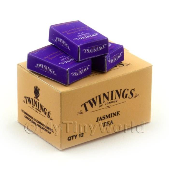 Dolls House Twinings Jasmine Tea Stock Box And 3 Loose Boxes