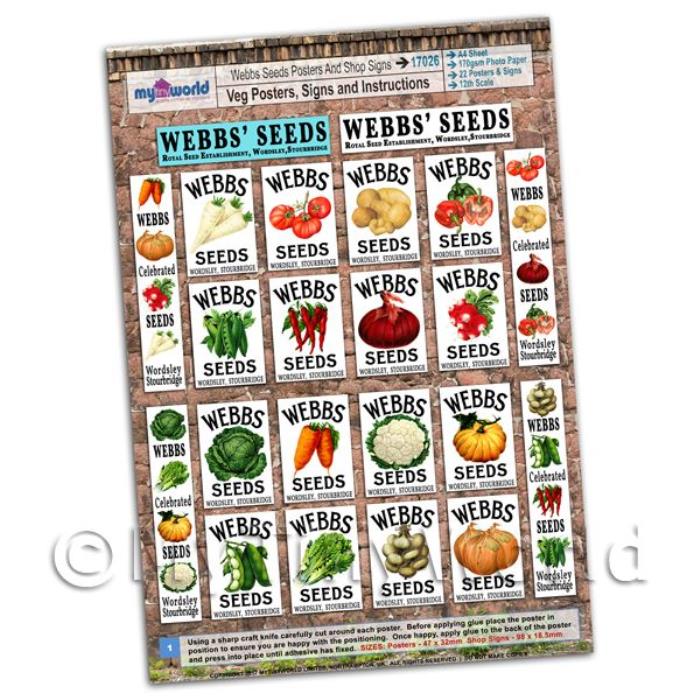 Dolls House Webbs Vegetable Posters Collection - A4 Value Sheet