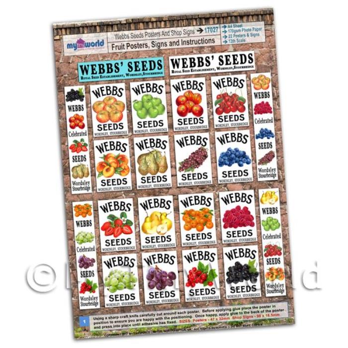 Dolls House Webbs Fruit Posters Collection - A4 Value Sheet