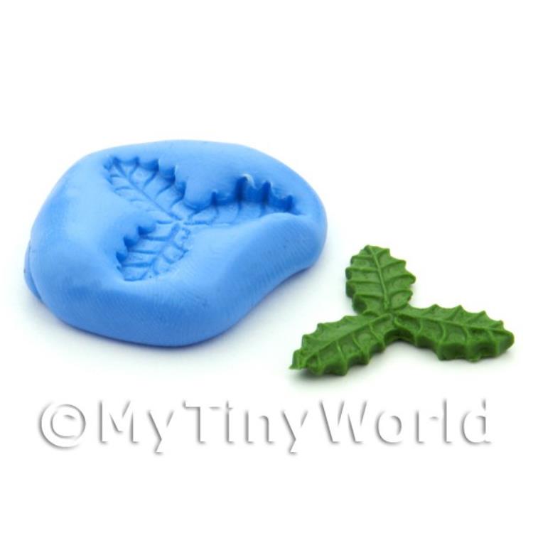 Dolls House Miniature Triple Holly Leaf Silicone Mould