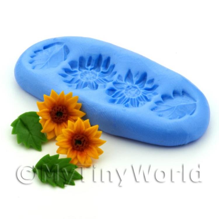 Dolls House Miniature Sunflower and Leaves Silicone Mould