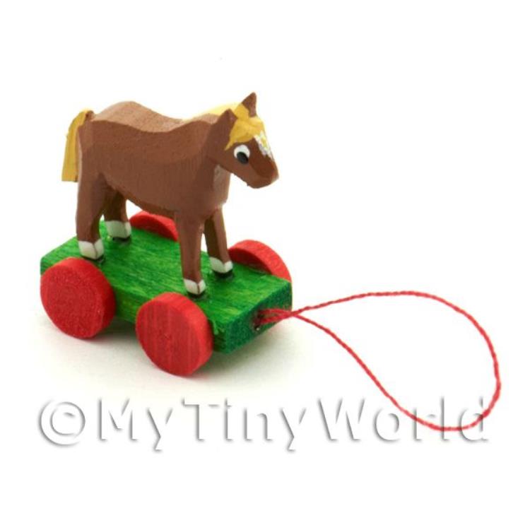 Dolls House Miniature Small Pull-Along Horse