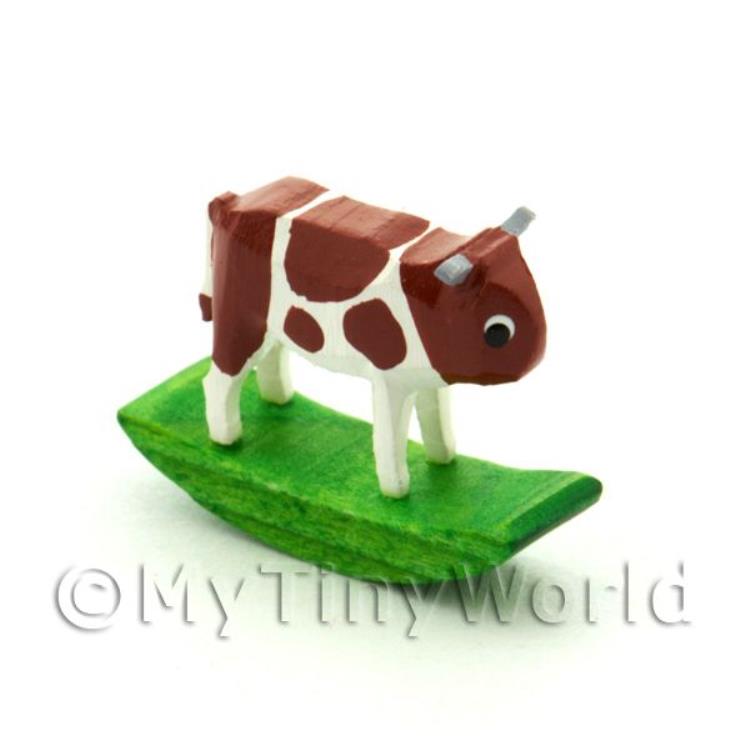 German Crafted Dolls House 20mm Rocking Brown Cow