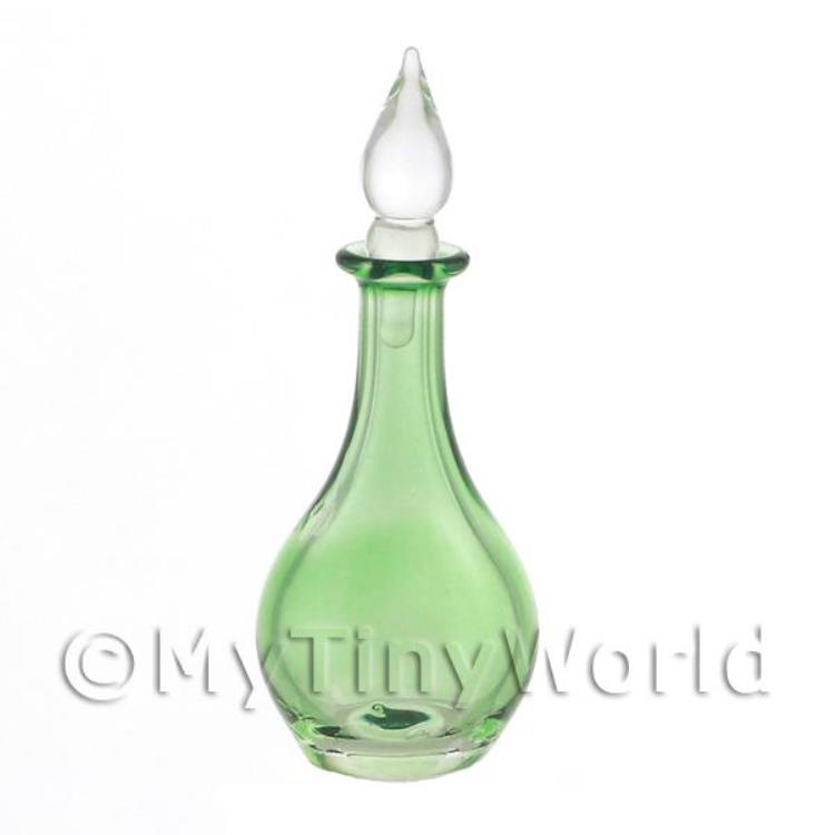 Dolls House Miniature Handmade Green Glass Classic Curved Decanter