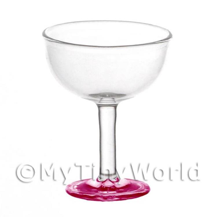 Dolls House Miniature Handmade Pink Based Curved Cocktail Glass