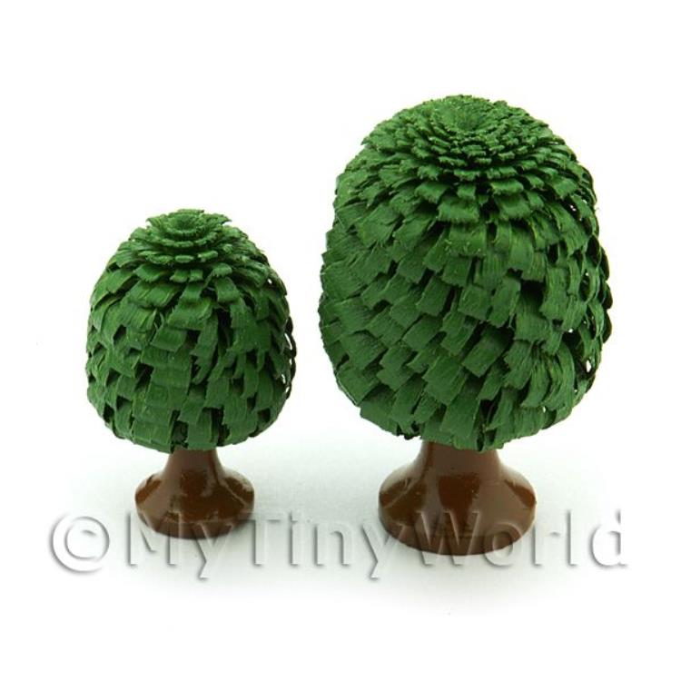 2 Dolls House Classic Shaped Green Trees 30 And 40mm